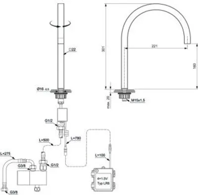 Produktbild von IDEAL STANDARD A7833A2 Berührungslose Waschtischarm. Solos