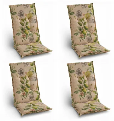 Produktbild von Gartenstuhlauflagen - Beige - Grün - Gelb - Hochlehner - Limettenmotive - 4er Set