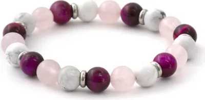 Produktbild von Perlenarmband aus Tigerauge, Palisanderholz und Howlit MINK19 / 18