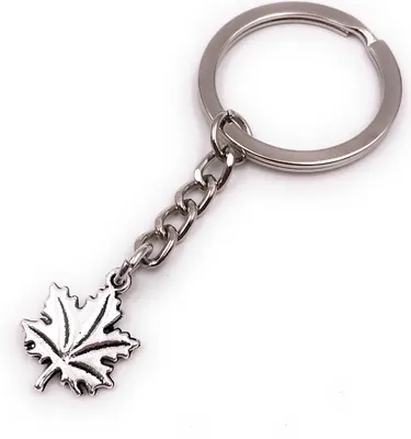Produktbild von Onwomania Schlüsselanhänger Ahornblatt Laub Baum Winter silber Anhänger Keychain
