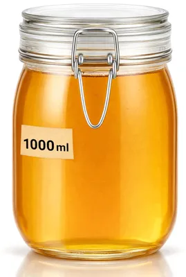 Zdjęcie produktu dla Słoik szklany z klipsem 1 l – słój z zamknięciem pałąkowym i uszczelką, pojemnik kuchenny na miód, przetwory, kawę, owsiankę
