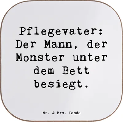 Produktbild von Mr. & Mrs. Panda Personalisierter Untersetzer Pflegevater Held - Weiß - Geschenk, Kinderängste, Pflegeeltern, personalisiert, Kinderbetreuung, bedruckt, Geschenke, Freude