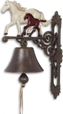 Image de Moritz Cloche murale en fonte Moisissure Cheval Poulain Ferme Cloche de porte Hauteur 36 cm Cloche de maison Style maison de campagne Sonnette