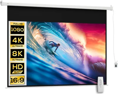 Produktbild von HOMCOM Beamer Leinwand 247x168 cm 100 Zoll 16:9 HD 4K Elektrisch Rollo-Leinwand