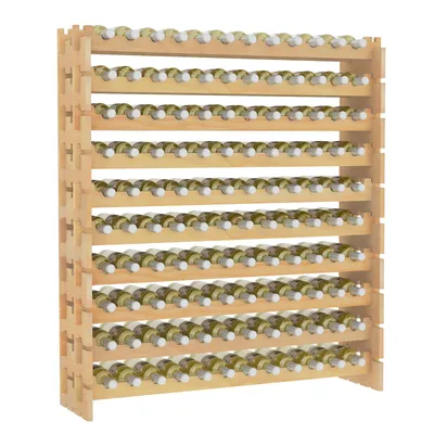 Obrázok produktu pre COSTWAY Drevený stojan na víno, stojan na 120 fliaš, stojan na víno s 10 úrovňami, drevený stojan, stojan na fľaše, 120 x 29 x 128 cm