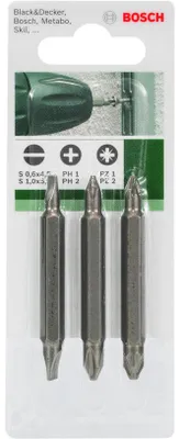 Zdjęcie produktu dla Bosch 2 609 255 960, 3 szt., Phillips, Pozidriv, Gniazdo, PH 1, PH 2, PZ 1, PZ 2, 4.5,5.5 mm, S0.6x4.5-S1.0x5.5 , PH1-PH2 , PZ1-PZ2