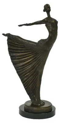 Obrázek produktu pro Casa Padrino secesní bronzová socha tanečnice bronz na mramorovém podstavci V 53,5 cm - bronzová figura - dekorativní figura - dekorativní doplňky