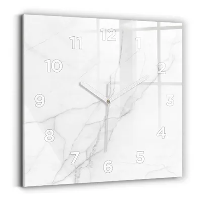 Obrázok produktu pre Wallfluent Hodiny - Sklenené Nástenné Hodiny - Tichý Quartz Strojček - Nástenná Dekorácia Spálňa Kuchyň - Biele Ruky - 30x30 cm - Dekoratívny mramor