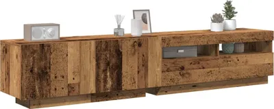 Produktbild von "Rabatt" TV-Schrank - Fernsehschrank - TV-Lowboard - mit LED-Leuchten - Altholz-Optik 200x35x40 cm - TV-Schränke CC12275