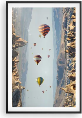 Produktbild von Gerahmtes Poster - Schwarzer Rahmen - Surrealismus Flug Luftballons - 61x91,5 cm - Wand Bild - Wanddeko - Wandbilder - Kunstposter - Wandposter - Bilderrahmen - Bilder - Kunstdruck - P2BPA61x91-4454
