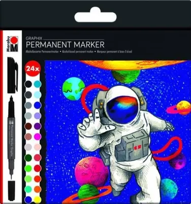 Obrázok produktu pre Marabu Graphix, Viacfarebný, Multi, 0,5 mm, 2 mm, Atrament na alkoholovej báze, Sklo, Kov, Papája, Plast, Kameň, Drevo