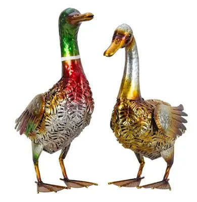 Produktbild von Enten Paar Metall 40cm/43cm Vogelfiguren Teichfiguren Haus Garten Dekoration