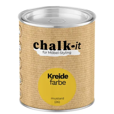 Produktbild von Kreidefarbe Chalk-it (26) Mustard 0,125L Shaby Chic Möbel Holzlack Natur Vintage Möbellack
