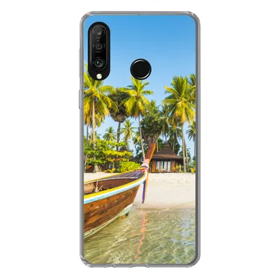 Produktbild von MuchoWow® Handyhülle Schutzhülle Hülle für Huawei P30 Lite Strand - Kajak - Sommer Silikon Softcase Handy Hülle - Handyhülle