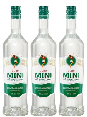 Produktbild von Ouzo Mini Mytilini 3x 0,7l 40% Vol. | Der beliebte Ouzo aus Lesbos | + 20ml Jassas Olivenöl