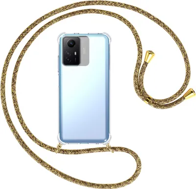 Produktbild von Handykette Backcover-Schutzhülle mit Band (Metall goldfarben) für Xiaomi Redmi Note 12S (6.43'') - braun+beige