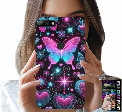 Immagine prodotto di Custodia Per Huawei Y7 2018 - Custodia Colorata Con Disegni Di Moda A Forma Di Cuore Di Farfalla