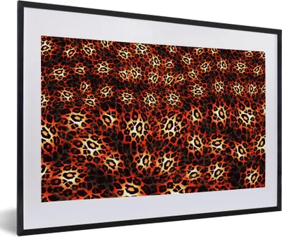 Produktbild von MuchoWow® Gerahmtes Poster Leopardenmuster - Design - Orange 60x40 cm - Poster mit Schwarzem Bilderrahmen Wandposter Rahmen Foto Bilder - Schlafzimmer - Plakat in Rahmen - Drucken