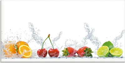 Produktbild von ARTland Glasbild Fruchtig erfrischend gesund Fruchtmix Größe: 100x50 cm