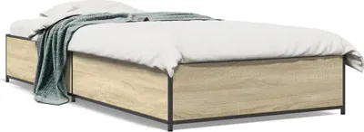 Produktbild von vidaXL Bettgestell Sonoma-Eiche 75x190 cm Holzwerkstoff und Metall