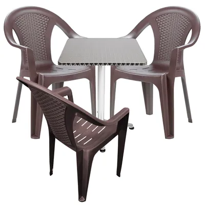 Produktbild von Bistrogarnitur 4-teilig Aluminium - Kunststoff Mokka