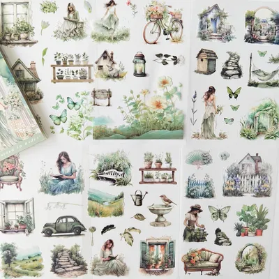 Imagen del producto de Juego de pegatinas para álbumes de recuerdos, 20 hojas, material PET, para manualidades y proyectos de bricolaje