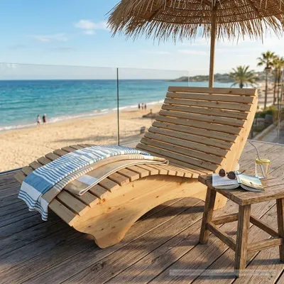 Produktbild von Holzliege Wellenliege Waldsofa Relaxliege Gartenliege "Ruhe-Vroni" (Lärche) Breite 140cm Himmelsliege