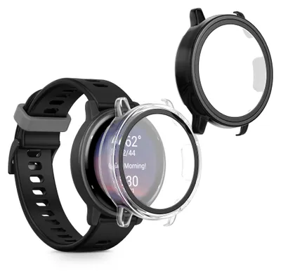 Produktbild von kwmobile 2x Glas Hülle für Garmin vivoactive 5 / active 5 Schutzhülle - Fullbody Fitnesstracker Case Set aus Glas - Transparent Schwarz