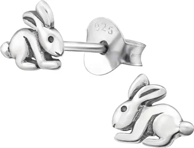 Produktbild von Kinder Ohrringe Ohrstecker 925 Sterling Silber mit Hase