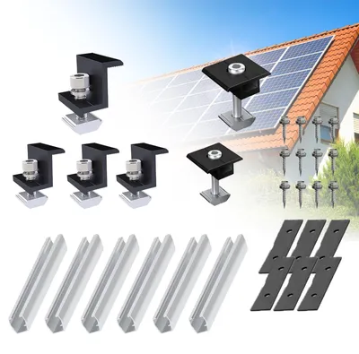 Obrázok produktu pre Solidchoice – Montážna súprava pre solárne panely, obsahuje 4 držiaky a svorky
