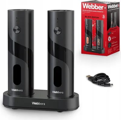 Obrázek produktu pro Sada elektrických mlýnků na sůl a pepř, dobíjecí přes USB, 2 ks