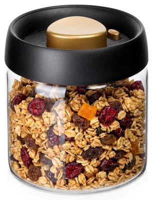 Produktbild von Vilde | Vakuum Vorratsdose 550 ml - Glasdosen mit Vakuumdeckel - Schwarz - Spülmaschinenfest