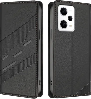 Produktbild von Hülle für Xiaomi Poco X5 Pro, Kunstleder Brieftaschen Handyhülle mit Kartenfach und Standfunktion Schwarz