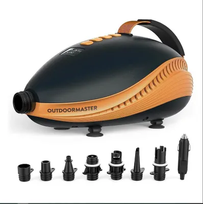Image de OutdoorMaster The Dolphin 20PSI Pompe SUP haute pression électrique, 12V DC Auto-raccordement Pompe à air électrique Paddleboard Camping Bateau pneumatique Outdoor