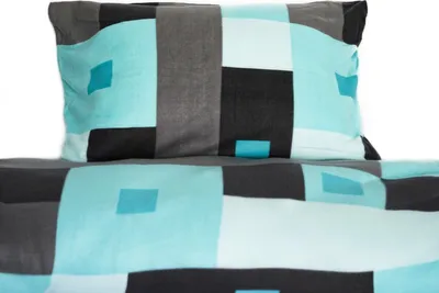 Obrázek produktu pro Moderní fleecové povlečení - stylový design v tyrkysové, černé a šedé barvě ze 100% polyesteru 155x220 cm