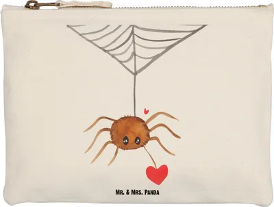 Produktbild von Mr. & Mrs. Panda Etui Spinne Agathe Liebe Größe M - Weiß - Geschenk, Stifteetui, Liebesgeschenk, Liebesbeweis, beauty case, Kulturbeutel, Pouch, Verliebt, pencil