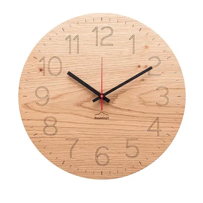 Immagine prodotto di Huamet orologio da parete in legno Duhrchblick rovere nodoso, rotondo