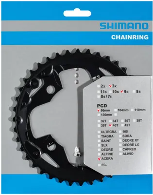 Produktbild von SHIMANO Kettenblatt ACERA FC-M3000 40 Zähne (AX) LK 96 mm schwarz