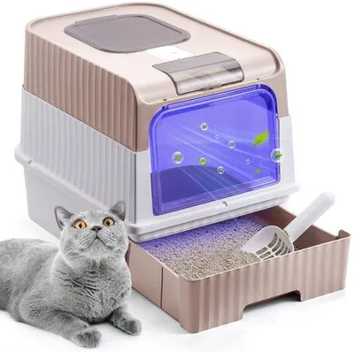 Produktbild von Große Katzenbox mit UV-Reinigung und Deckel rosa