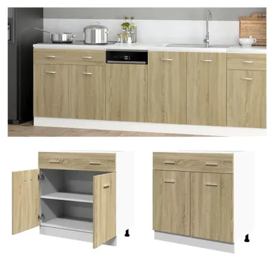 Produktbild von Küchenschrank, Schubladenunterschrank, Lyon Sonoma Eiche, 80 x 46 x 81,5 cm, Holzwerkstoff