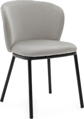 Produktbild von NEW HOME Stuhl BARI Esszimmerstuhl gepolsterter Wohnzimmerstuhl mit Steppung - hellgrau - moderne Samt Velour Möbel