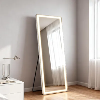 Produktbild von Spiegel langer Spiegel Ankleidespiegel LED-Spiegel Standspiegel Ganzkörperspiegel großer Spiegel Silber 160*50cm【JXJ27】
