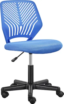 Produktbild von Yaheetech Schreibtischstuhl Drehstuhl Jugenddrehstuhl Bürostuhl mit Rücklehne ohne Armlehnen Arbeitsstuhl höhenverstellbar Blau
