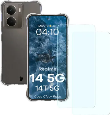 Produktbild von Bizon Case Clear Pack Hülle + 2x Displayschutzglas Realme 14 5G / 14T 5G