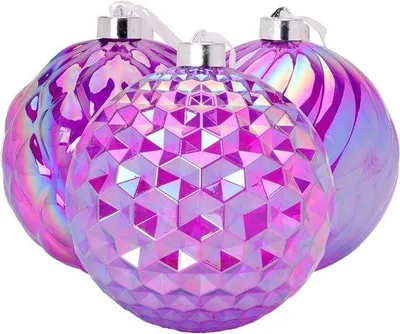 Productafbeelding van Kerstballen - Kerstdecoratie Ornamenten - Kerstboom Versieren - Grote Facet Design - 150 mm - Paars Iridescent
