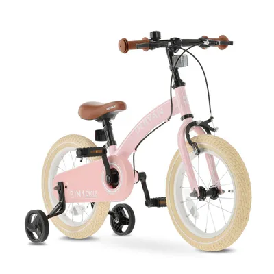 Produktbild von Deryan Luxe Kids Fahrrad 14 Zoll - 3 in 1 - Balance Fahrrad - Rosa
