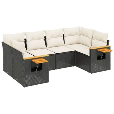Produktbild von vidaXL 6-tlg. Garten-Sofagarnitur mit Kissen Schwarz Poly Rattan