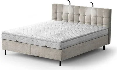 Produktbild von Boxspringbett - MUNA 180x200cm Bett mit Stauraum Schlafzimmer Ehebett (Beige - Aston 02)