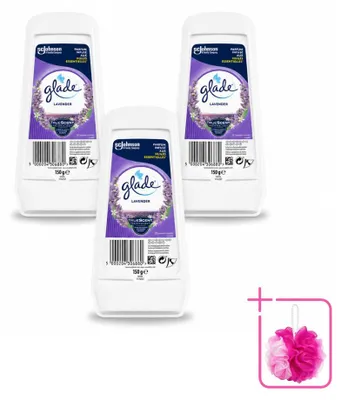 Imagen del producto de 3 unidades de ambientador en gel Glade – Lavanda y Aloe Vera – 150 g – Paquete económico
