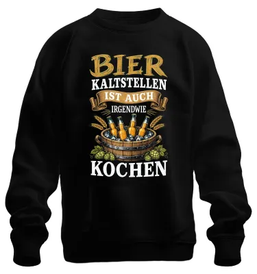 Zdjęcie produktu dla Bluza z nadrukiem "Bier Kaltstellen" (co można interpretować jako ironiczny komentarz), czarna, rozmiar S